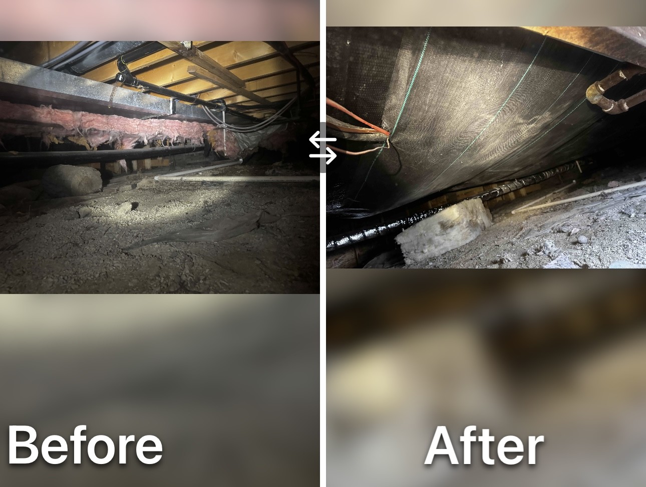 Underbelly insulation before and after